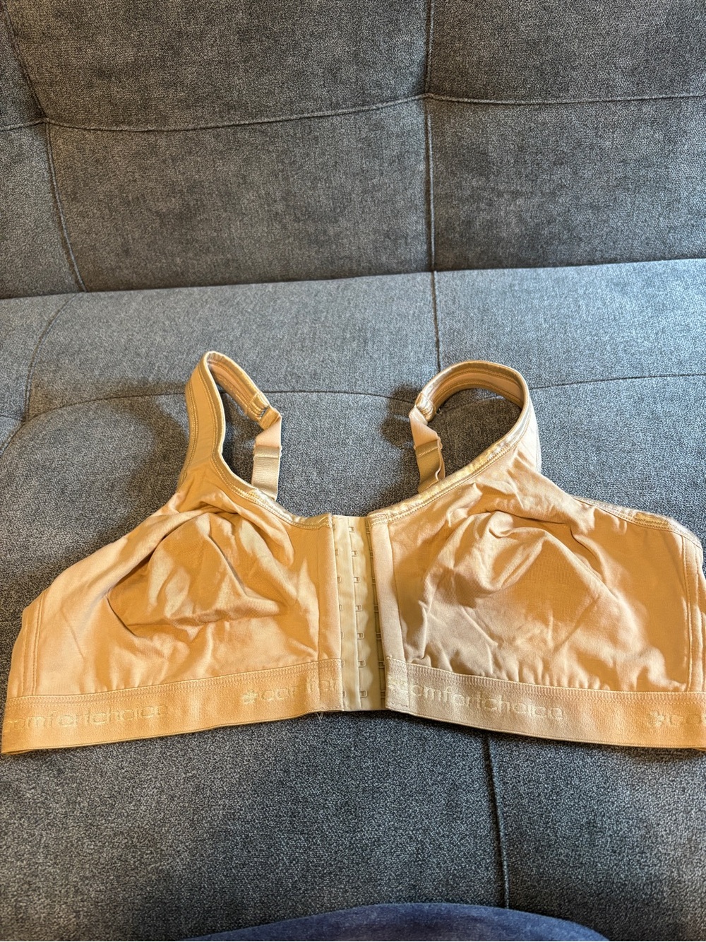 Comfort Choice Front-Closure Lounge Bra in Beige